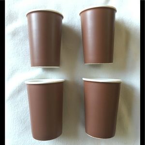 4 Crate & Barrel brown ceramic coffee tumbler cups